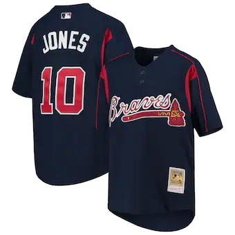 youth mitchell and ness chipper jones navy atlanta braves c